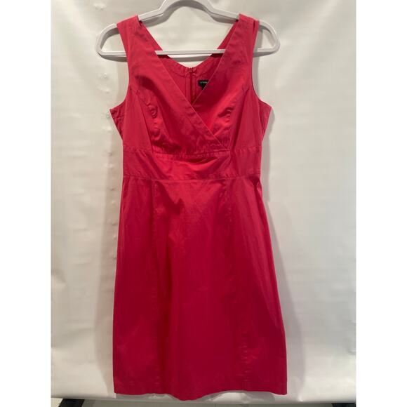 GAP Pink Sleeveless Sheath Dress Faux Wrap Back Zip Knee Length Size 4 - Picture 2 of 6